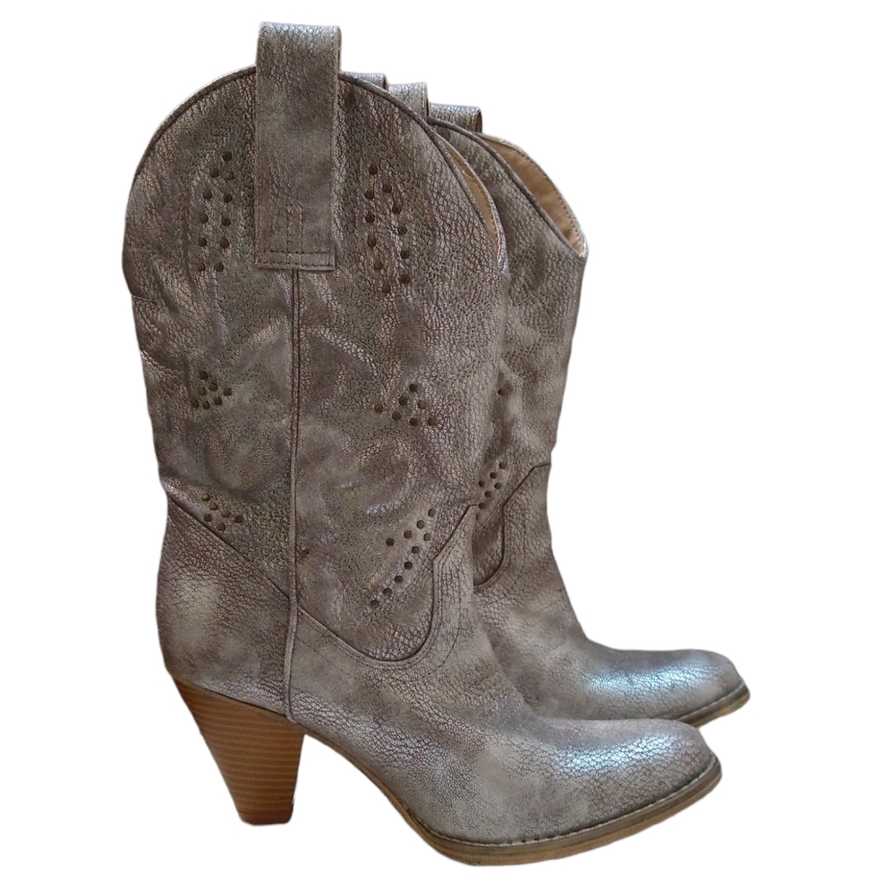 Very Volatile Taupe Western Mid-Heel Boots